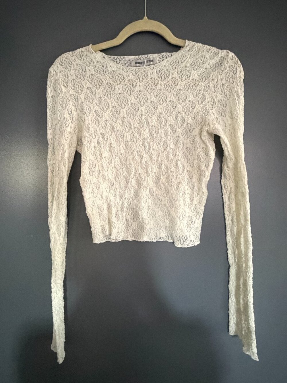 Urban Outfitters Ivory Textured Lace Long Sleeve Top Size M